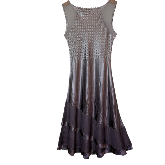 Komarov Charmeuse Chiffon Dress Iridescent Purple A-Line Sleeveless Size S - Picture 7 of 12